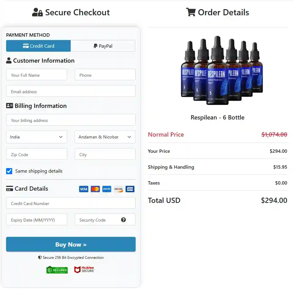 respilean Order Page
